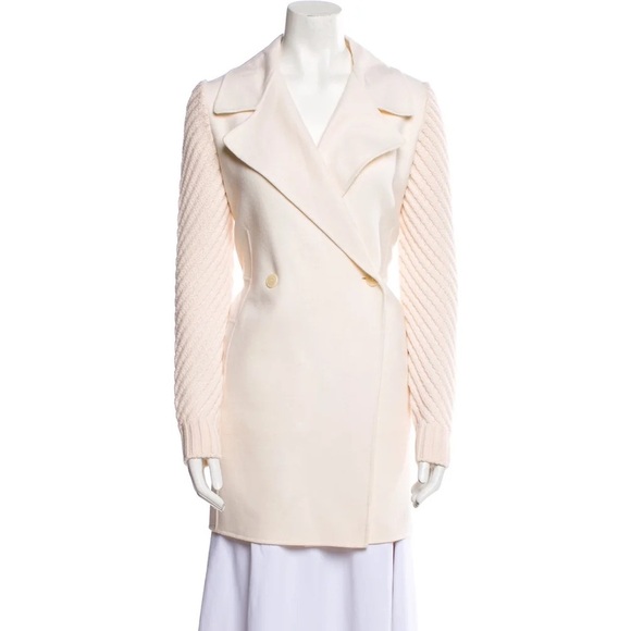 Vince cream wool double breasted coat with knit sleeves - XS - Picture 6 of 8